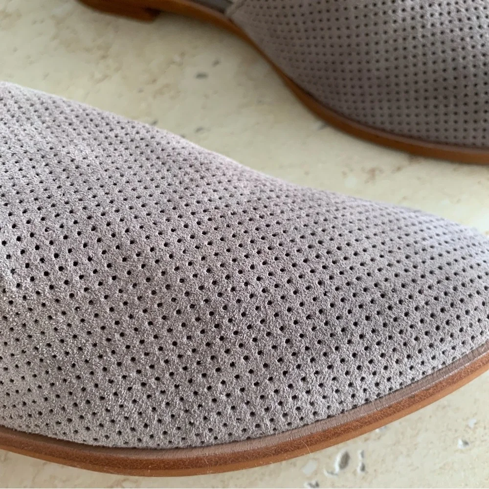 Dolce Vita Cody Grey Perforated Suede Flats Loafers Slip-on Shoes